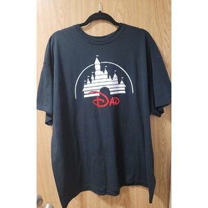 Disney "Dad" Black T-Shirt With Castle Short Sleeved~Size 2X